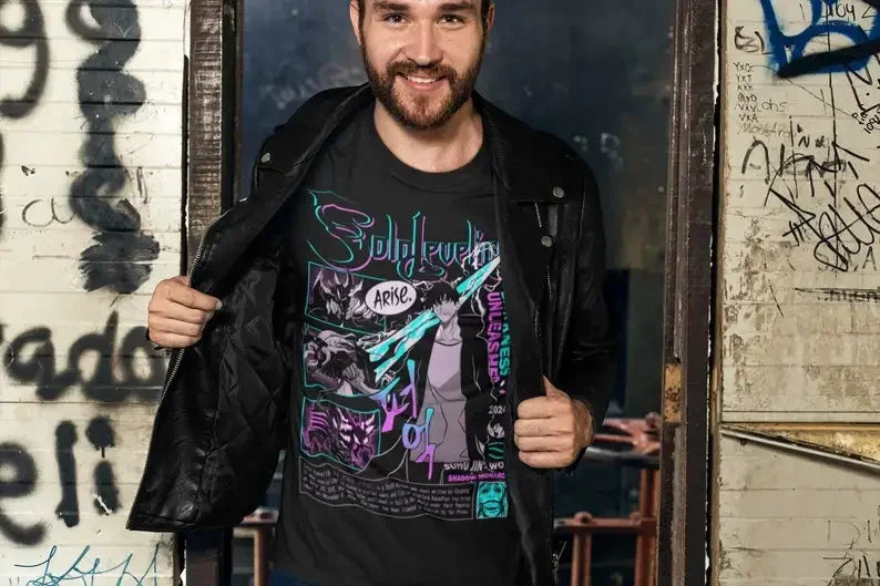 Solo Leveling Anime Shirt – Sung Jin-Woo & Igris Desig
