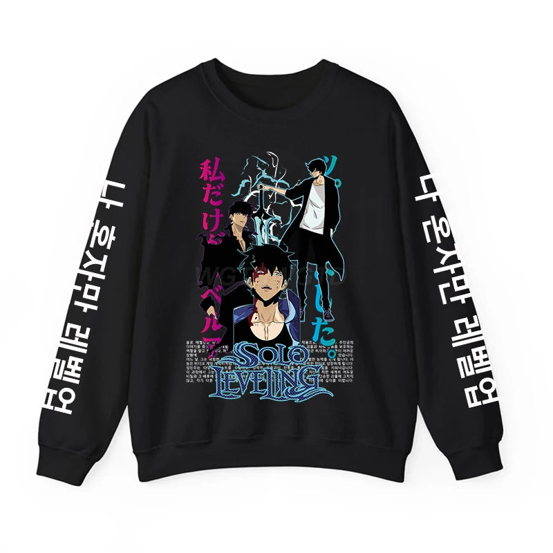 Solo Leveling Anime Sweatshirt – Loose Fit Fleece Hoodie