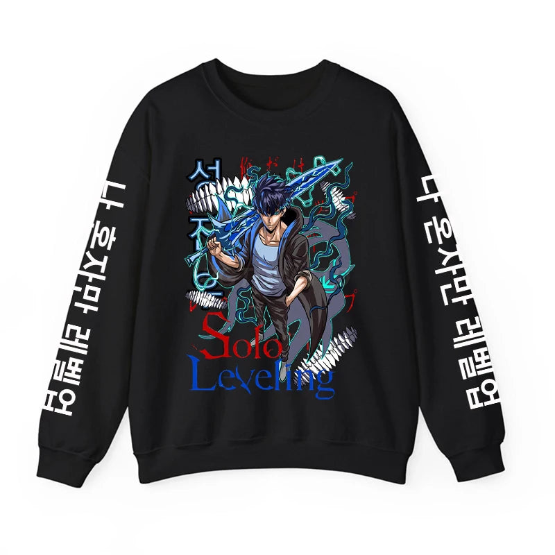 Solo Leveling Anime Sweatshirt – Loose Fit Fleece Hoodie