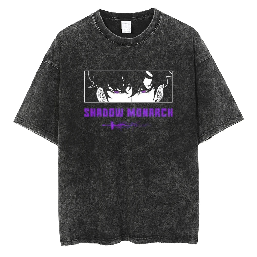 Solo Leveling Vintage T-Shirt – Washed Cotton Loose Fit Tee