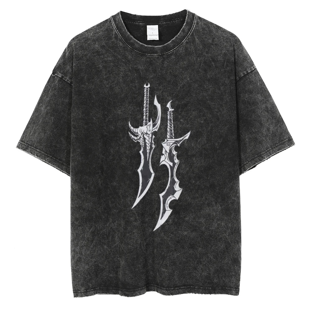 Solo Leveling Vintage T-Shirt – Washed Cotton Loose Fit Tee