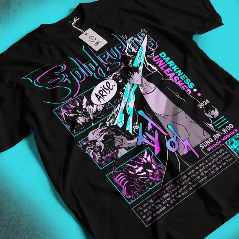 Solo Leveling Anime Shirt – Sung Jin-Woo & Igris Desig