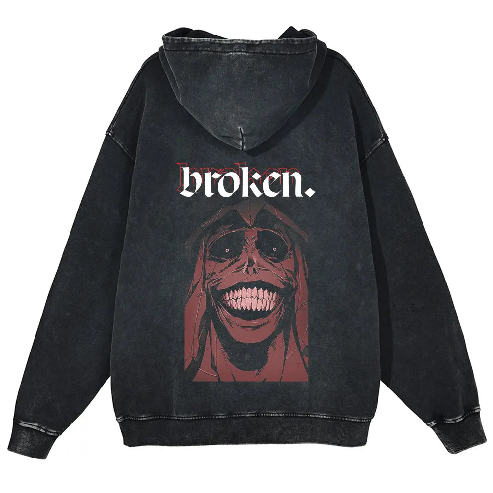 Solo Leveling Vintage Hoodie – Retro Washed Oversized Cotton Pullover