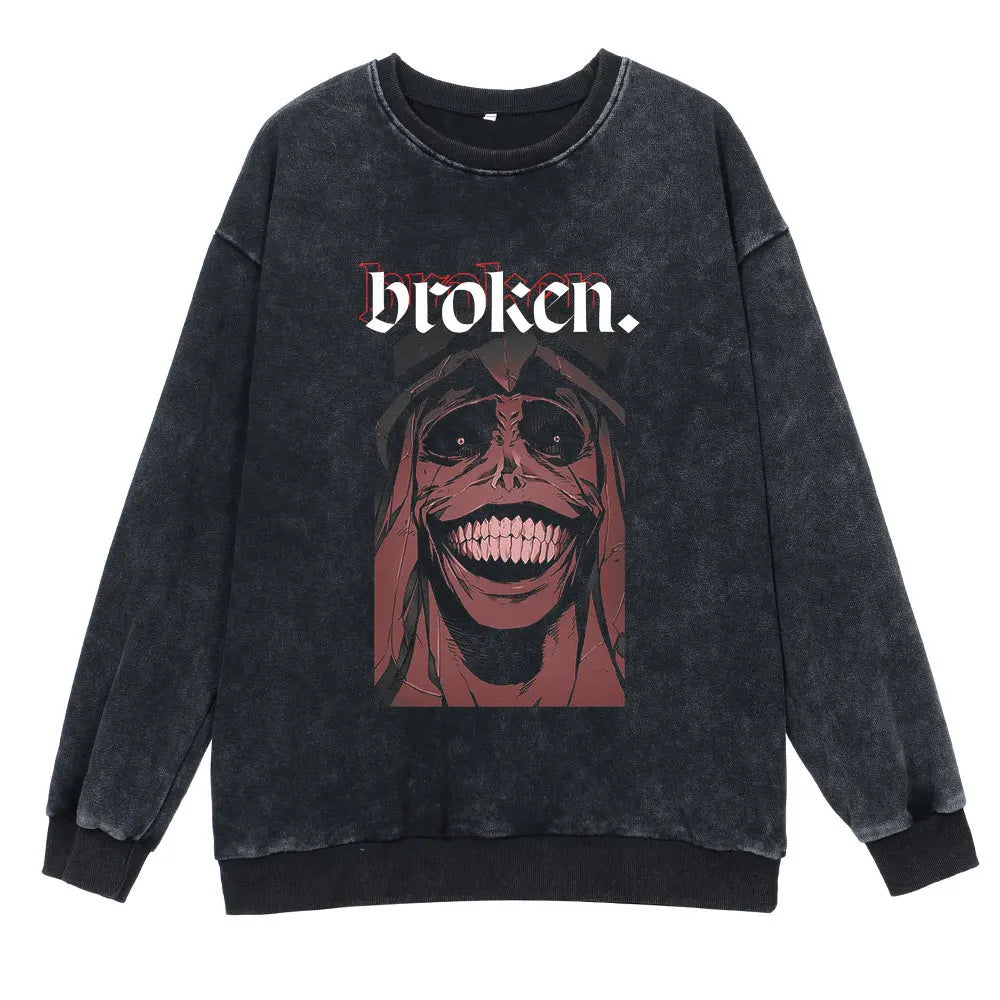 Solo Leveling Vintage Hoodie – Retro Washed Oversized Cotton Pullover