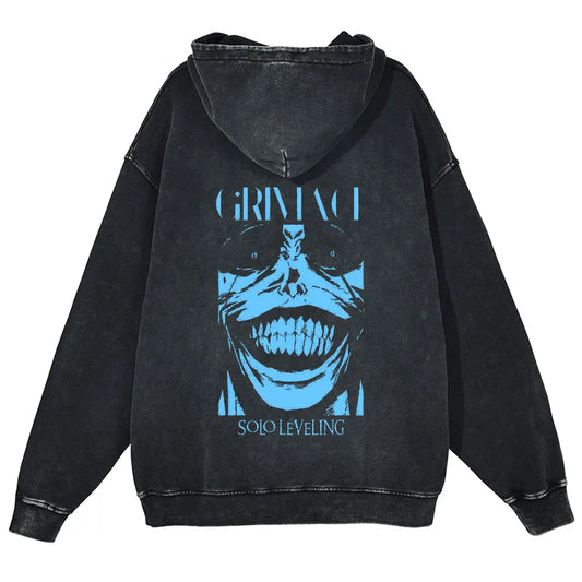Solo Leveling Vintage Hoodie – Retro Washed Oversized Cotton Pullover