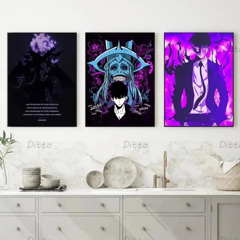 Solo Leveling Anime Canvas Poster – Comic Art Wall Decor 