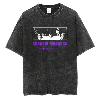 Solo Leveling Vintage T-Shirt – Washed Cotton Loose Fit Tee