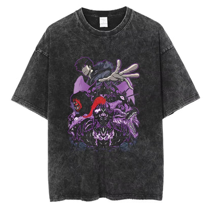 Solo Leveling Vintage T-Shirt – Sung Jin-Woo Printed Cotton Tee